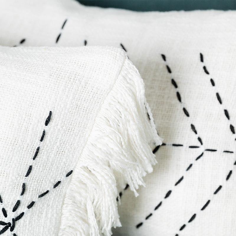 White Bordado Cushion Cover - Set Of Two media 4