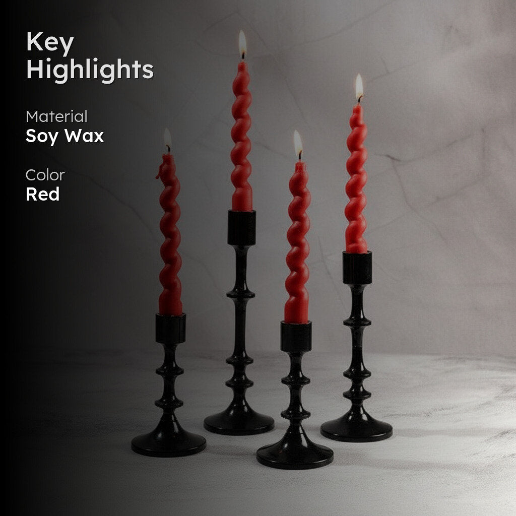 Elegant Red Spiral Taper Scented Candles - Set of Four media 2
