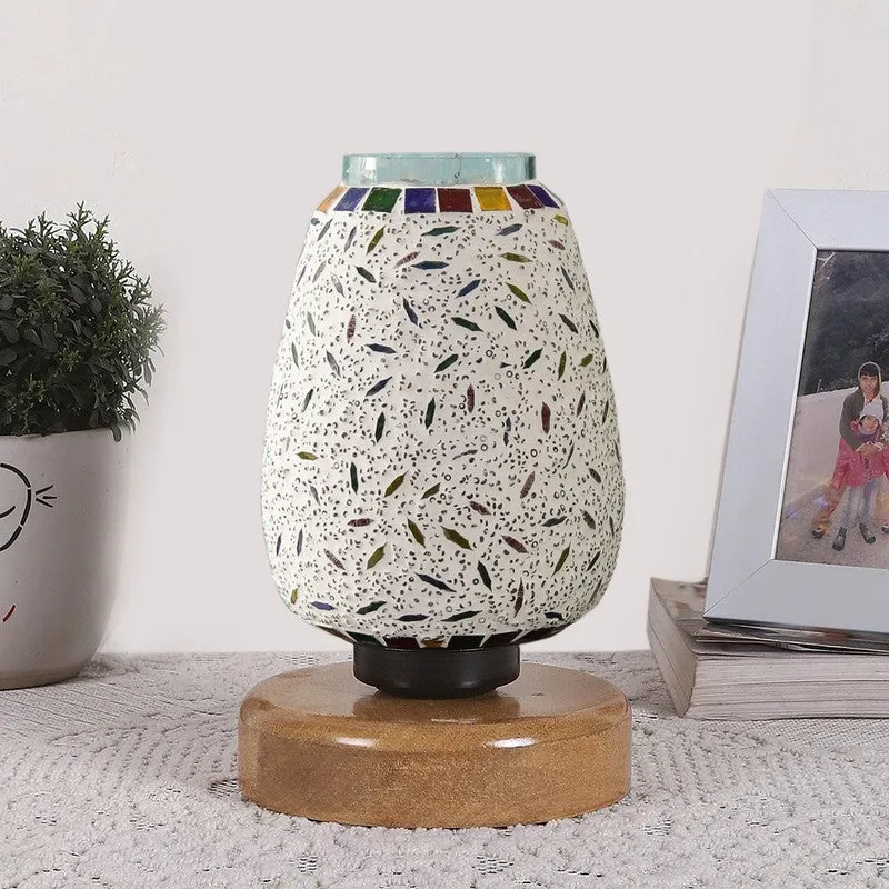 Haloix Glass Table Lamp With Wooden Base - Multicolor media 4