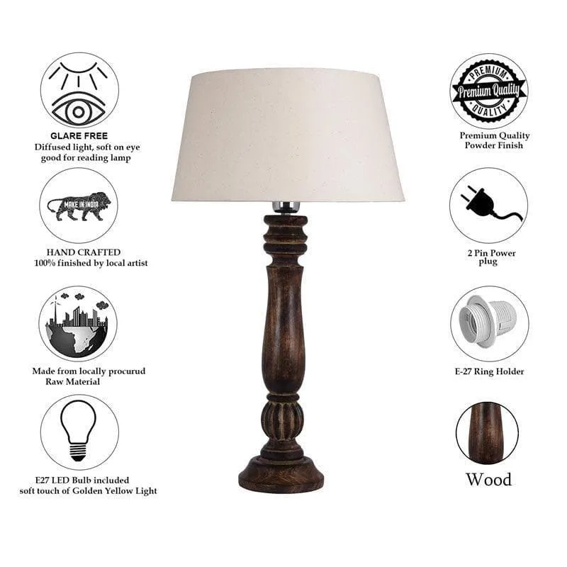 Vintage Victorian Fabric Table Lamp - bEIGE,bROWN media 6