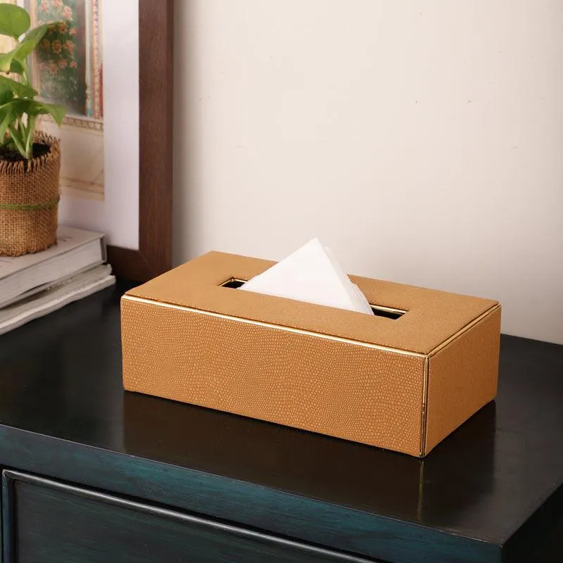Meho Leather Tissue Box - Brown media 1