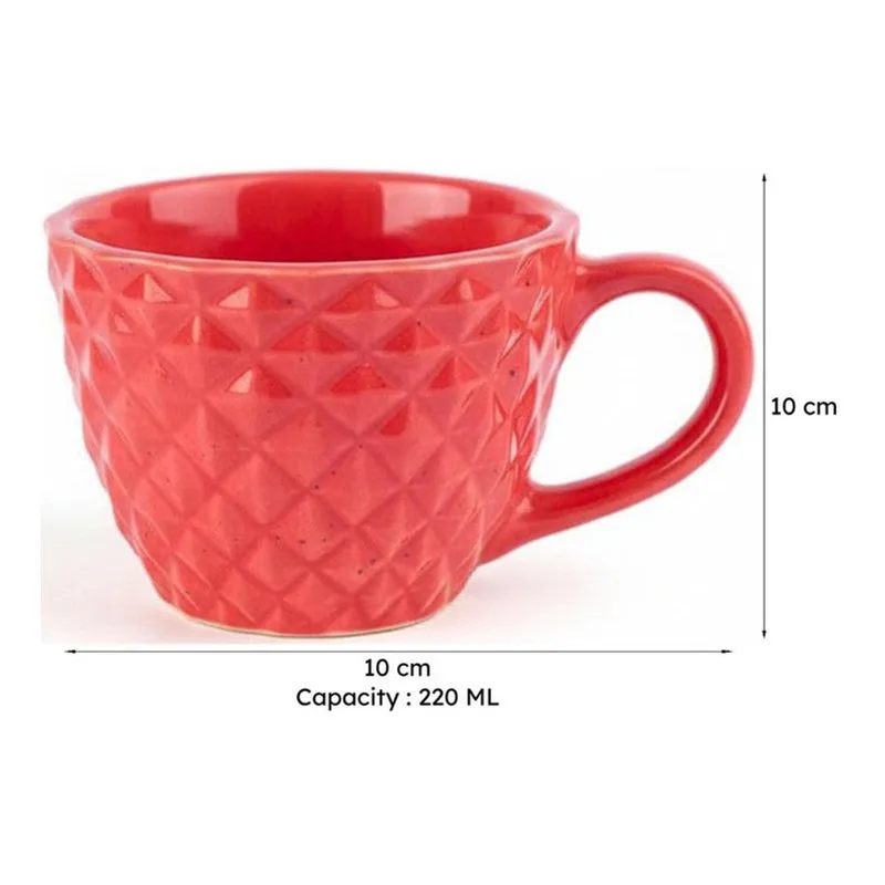 Rossana Ceramic Tea Cup (220 mL) - Red - 6