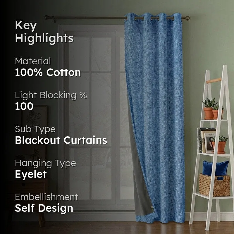 Form Ease Cotton Blackout Curtains - Blue media 2