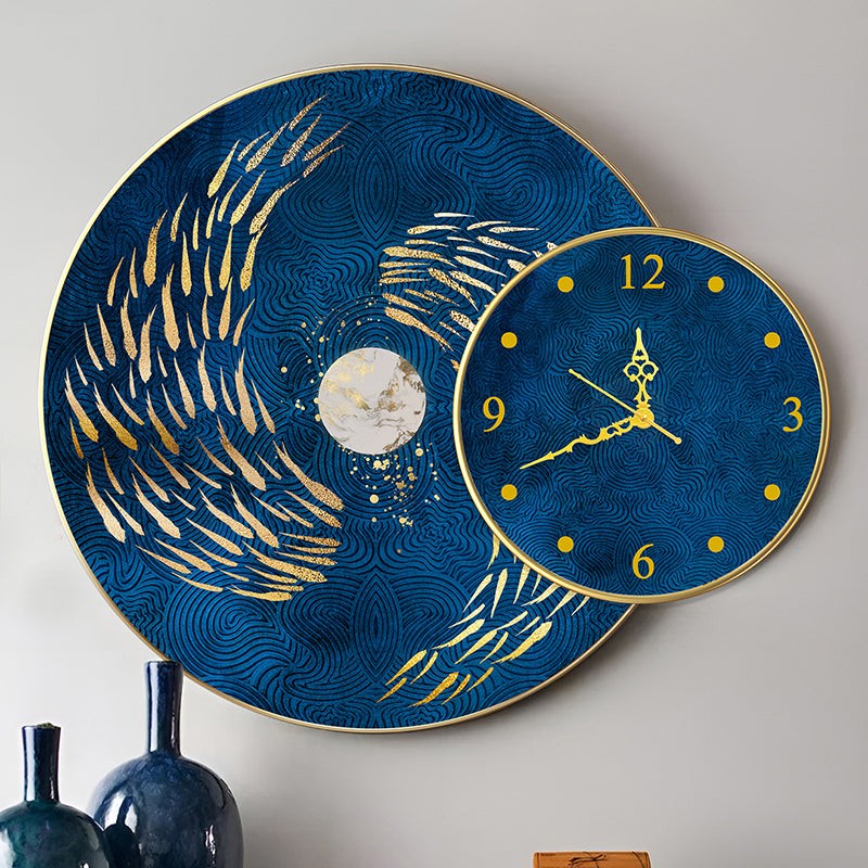 Golden Koi Wall Art With Analog Clock media 4