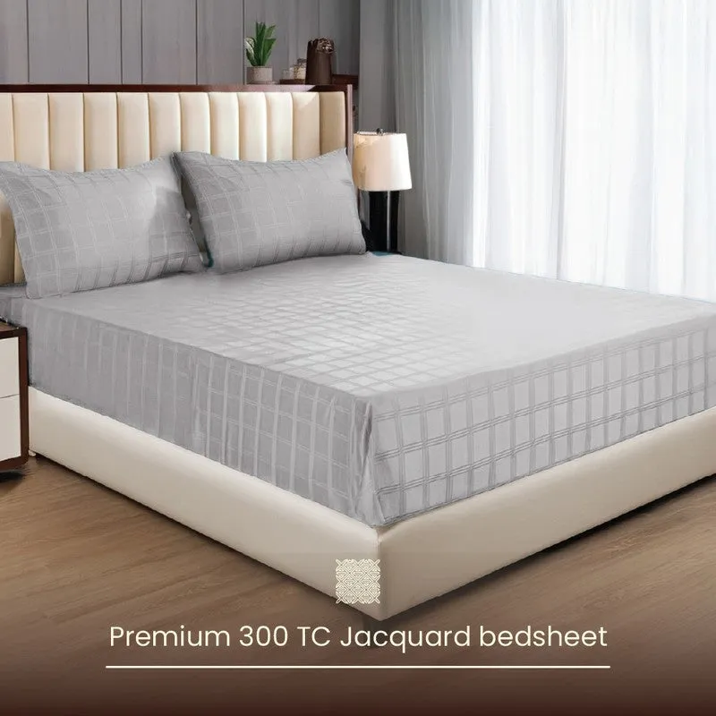 Urban Space MonoGrid Cotton Bedsheet (Grey) - 300 TC media 5