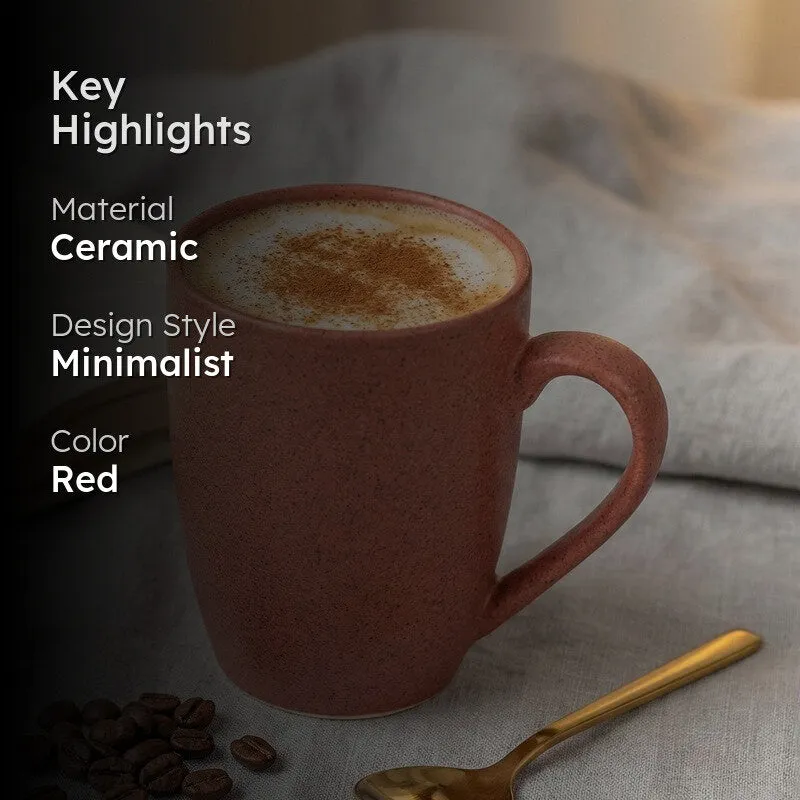 Sip & Style Ceramic Coffee Mug (Pastel Red) - 300 mL media 2