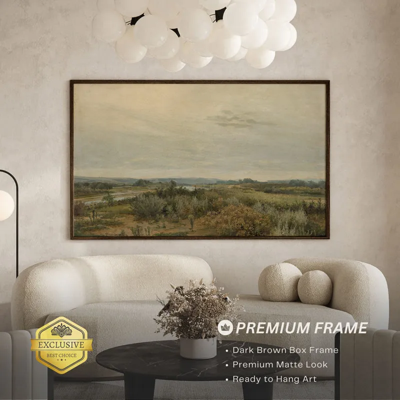 Vintage Meadow Wood Wall Art With Frame - Black media 3