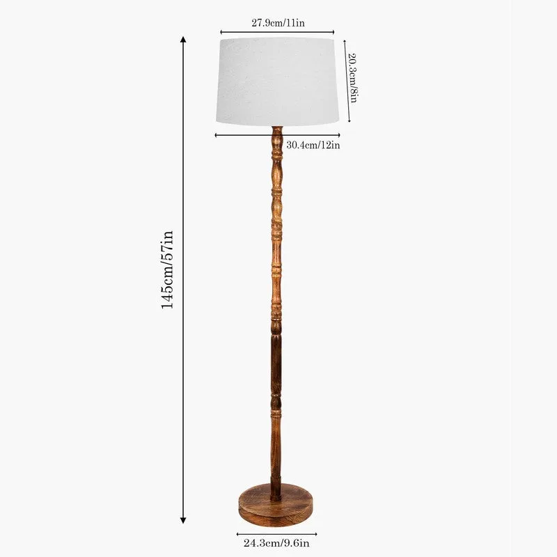 Heritage Turned Wooden Floor Lamp - Off White & Brown media 8