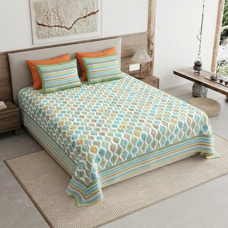 Royal Blend Cotton Bedsheet (Blue) - 120 TC media 1