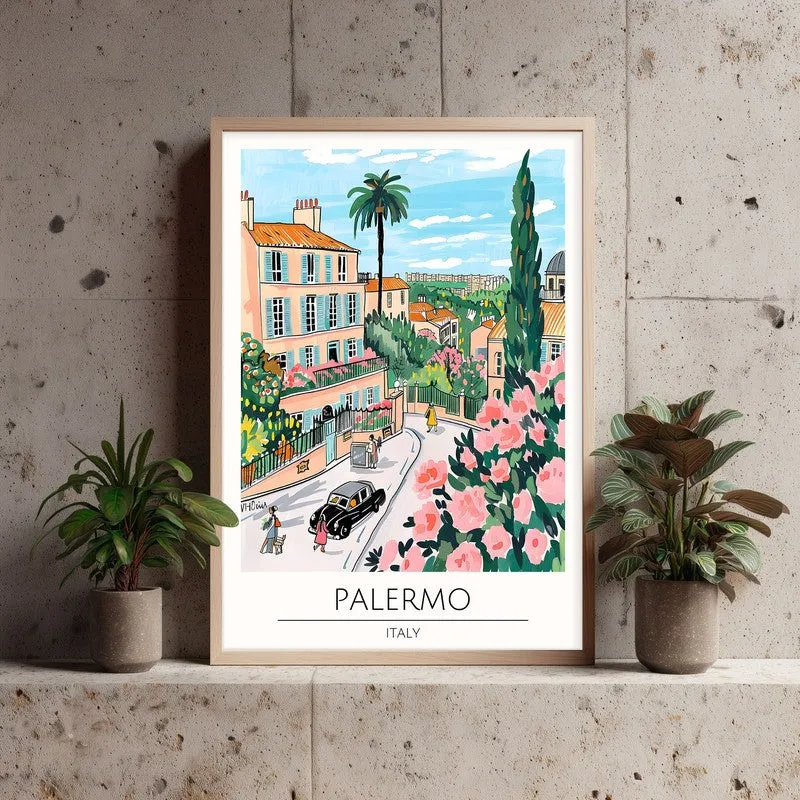 Vintage Palermo Framed Canvas Archival Canvas Wall Painting - Natural Brown Frame media 3