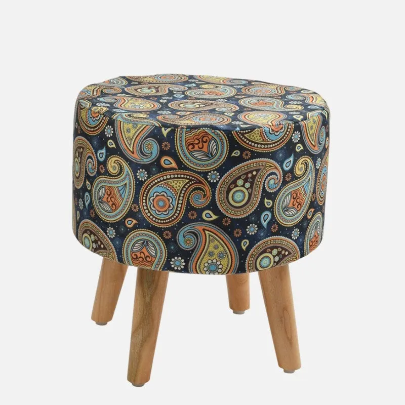 Navine Paisley Multicolor Engineered Wood Ottoman - 3
