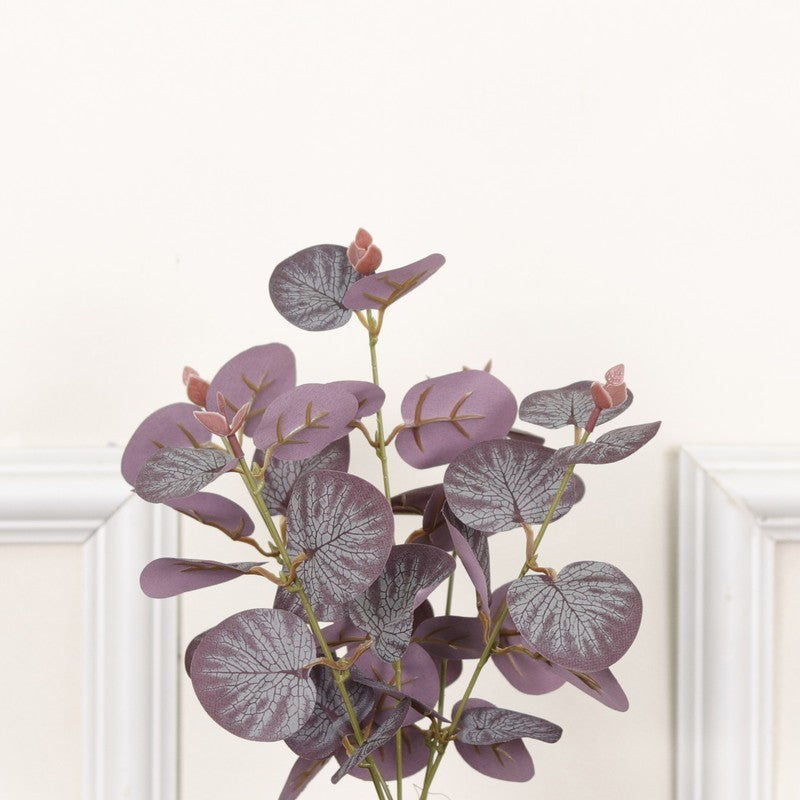Artificial Eucalyptus Plant With Black Fiber Pot (Purple) - 1 Feet media 6