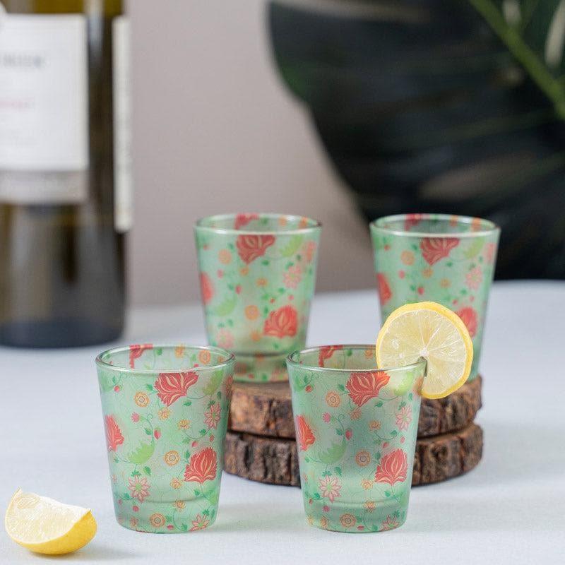 Regal Lotus Frosted Shot Glass (30 ml) - Set Of Four