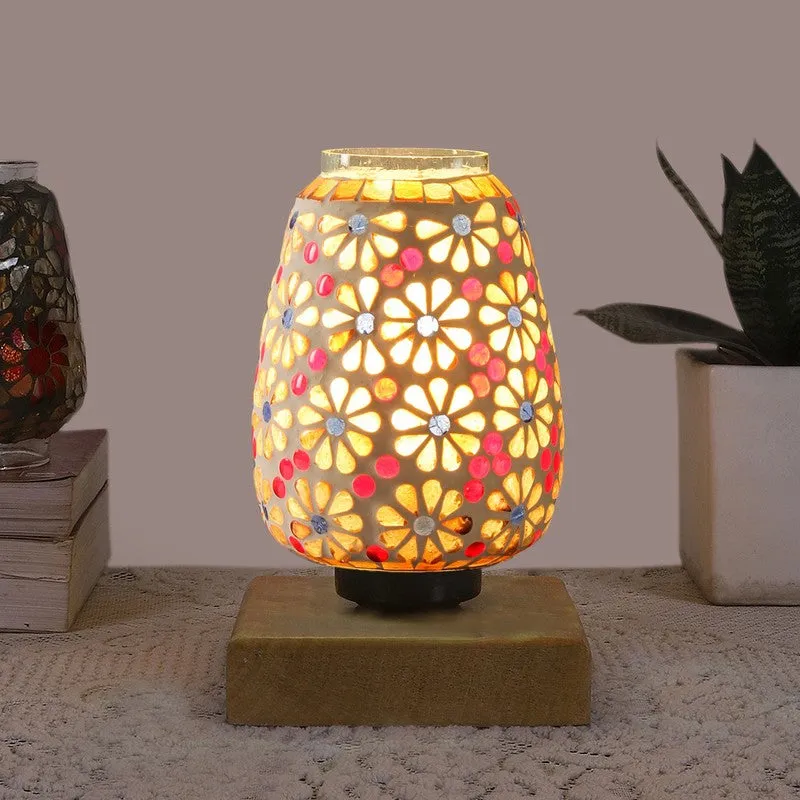 Mirano Glass Table Lamp With Wooden Base - Multicolor media 3