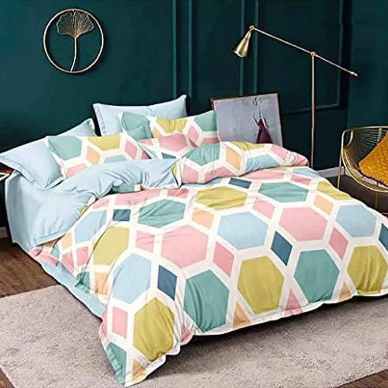 Watercolor Hexagons Geometric Microfiber Comforter - 150 GSM media 1