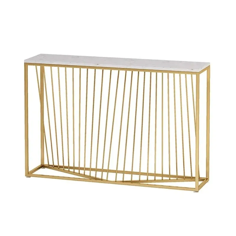 Linear Metal Console Table with Marble Top - Large media 6