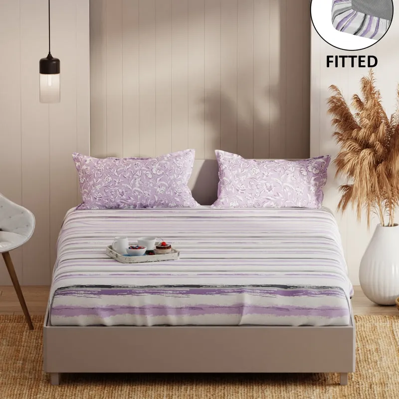 Linear Lux Fitted Microfiber Microfiber Bedsheet - 135 GSM media 1