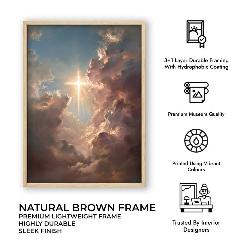 Celestial Sky Archival Paper Wall Painting With Brown Frame media 7