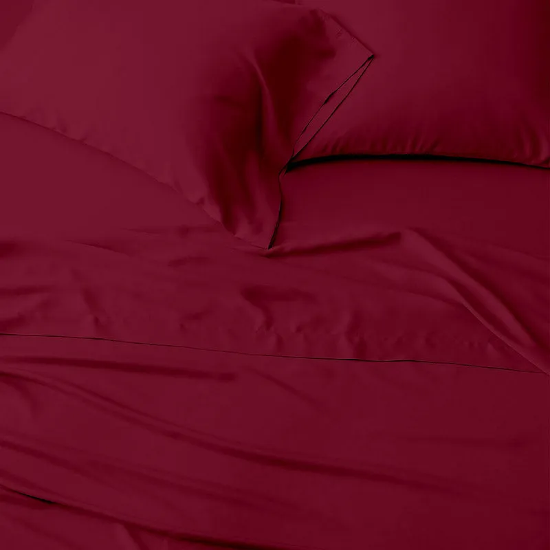 Sofia 100% Cotton Satin Weave Solid Bedsheet - Maroon - 400 TC media 4