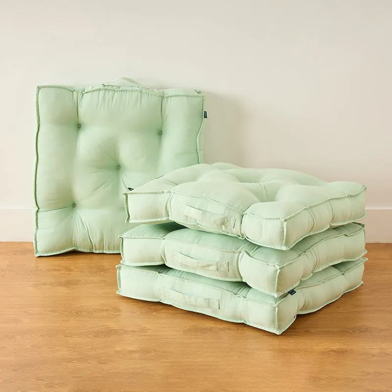 Cushflow Solid Cotton Floor Cushion (Green) - Set Of Four media 1
