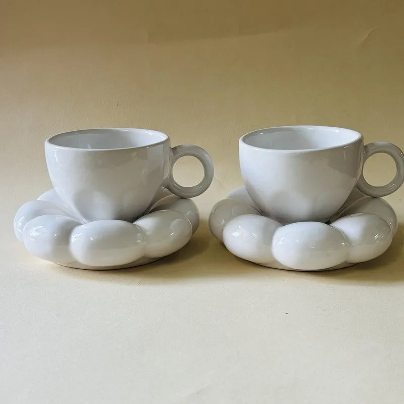 Ceramic Cup & Saucer (White/180 mL Each) - Set of Two media 4