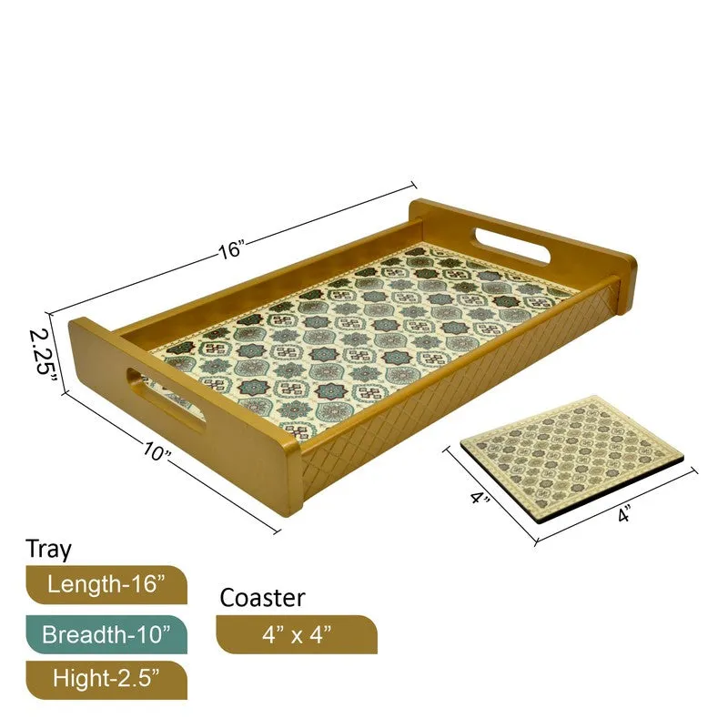LuxeLeaf Serving Tray with 4 Coasters - Five Piece Set media 8