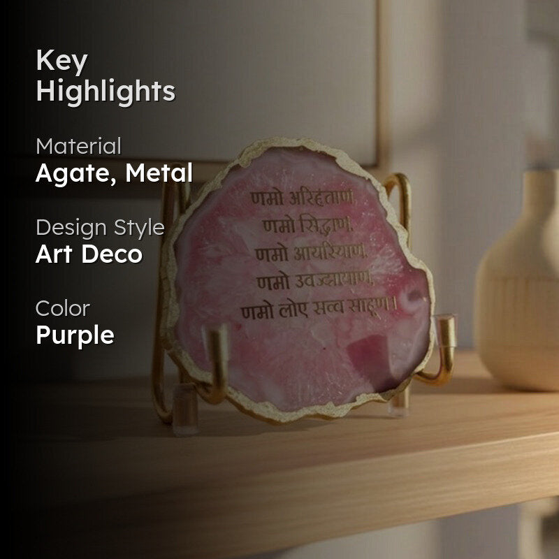 Namokar Handcrafted Agate Religious Accent - Purple media 2