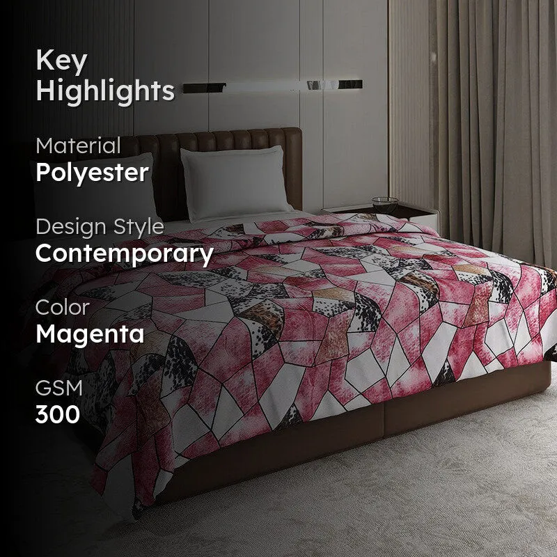 Monte Carlo Rosavyn Geometric Print Polyester Blanket (Magenta) - 300 GSM media 2