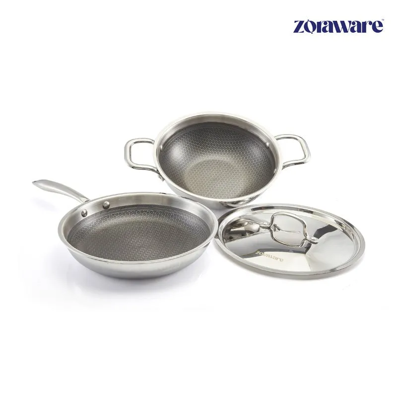Zoraware Honeycomb Kadhai 2500 ML With Frying Pan (24 CM) media 6