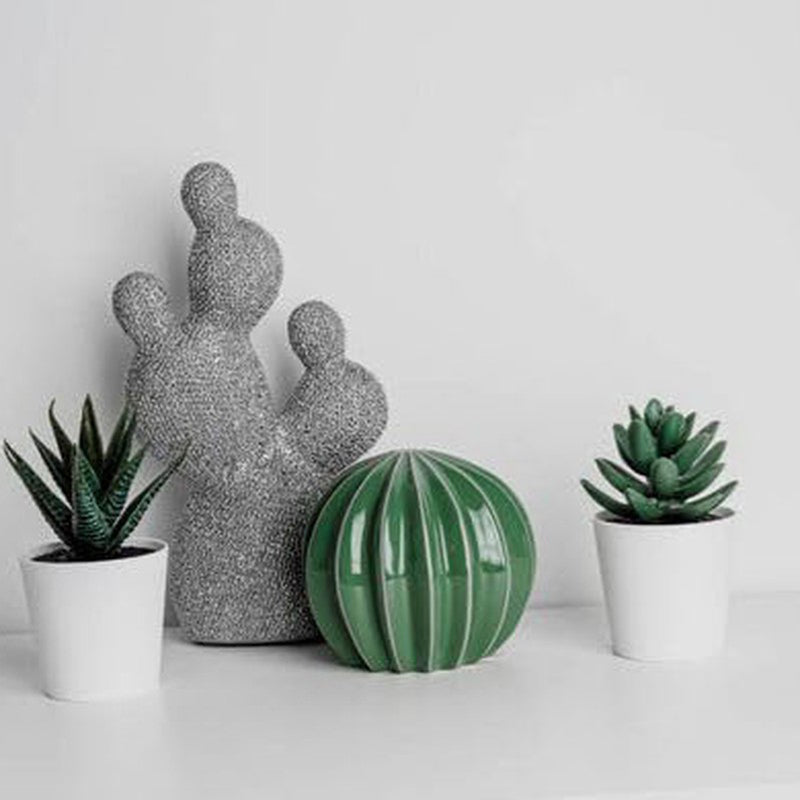 Textured Cactus Ceramic Decorative Accent - Set of Three media 7