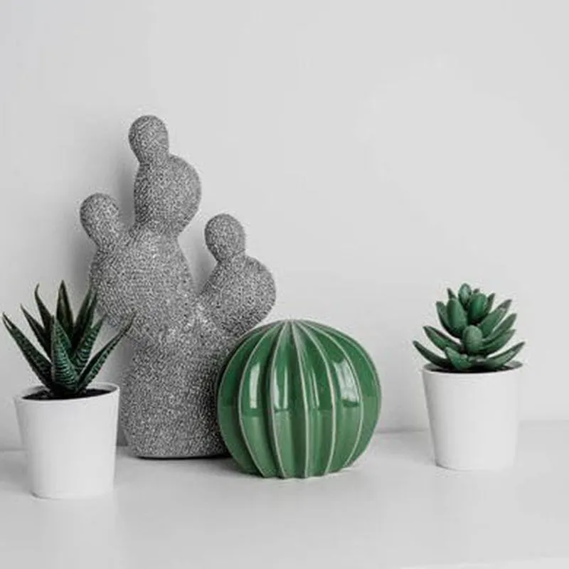 Textured Cactus Ceramic Decorative Accent - Set of Three media 7