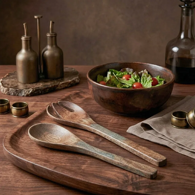 Basic Wooden Salad Spoon Manali Grey - Set of Two media 4