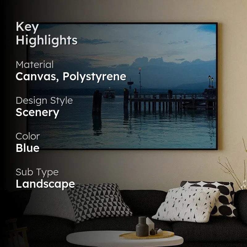 Lake Garda Pier Canvas Wall Painting - Black Frame media 2