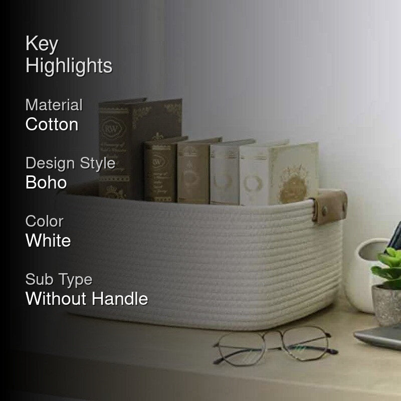 Cappucino Cotton Storage Basket - White media 2