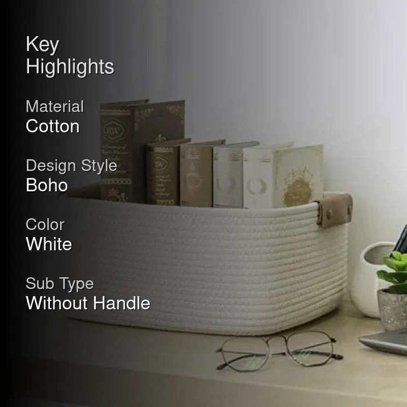 Cappucino Cotton Storage Basket - White media 2