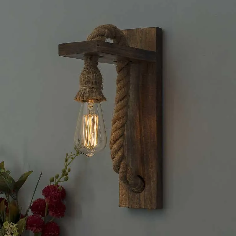 Sigma Jute & Wooden Wall Lamp media 3