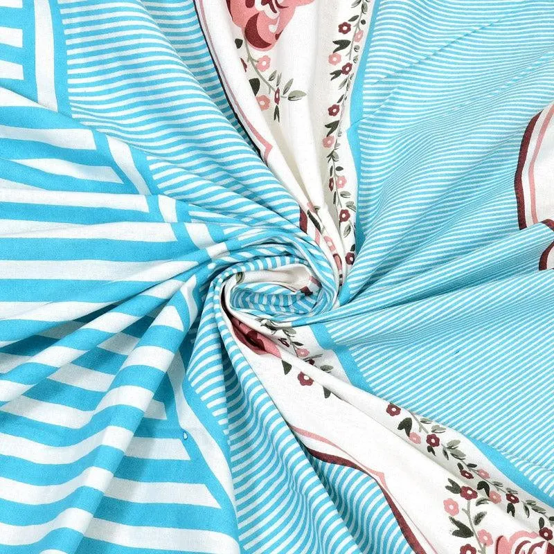 Magnus Floral Cotton Bedsheet (Blue) - 180 TC media 6