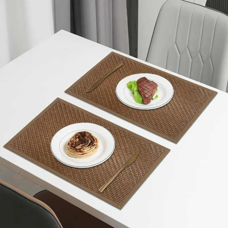 Rustayne Brown Rectangle PVC Table Mats - Set Of Two media 1