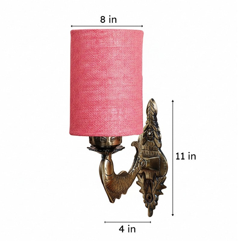 Ziada Stiva Cylindrical Fabric & Metal Wall Lamp - Pink media 6
