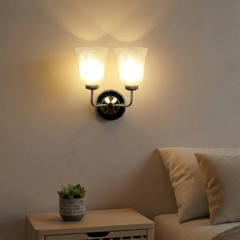 Crystal Bloom Silver Dual Glass Wall Lamp media 1
