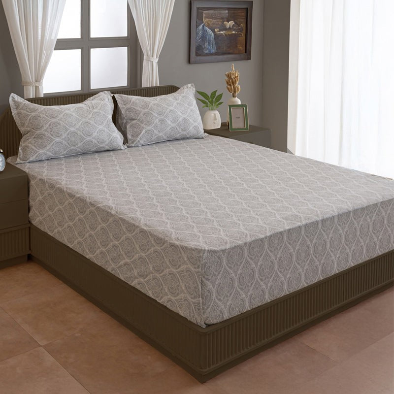 Swayam Vrita Cotton Bedsheet (Grey) - 200 TC media 3
