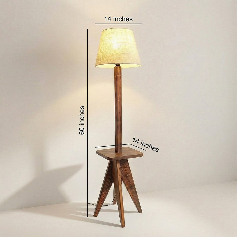 SoftNest Wooden Floor Lamp - Brown media 10