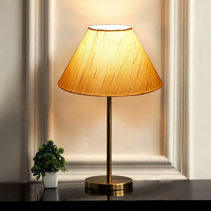 Glow Mesa Cotton & Metal Table Lamp (Empire) - Ivory,Gold media 1