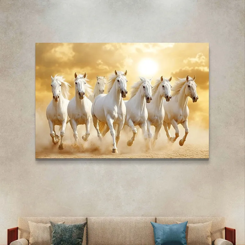 Golden Palominos Seven Horse Wall Painting media 1