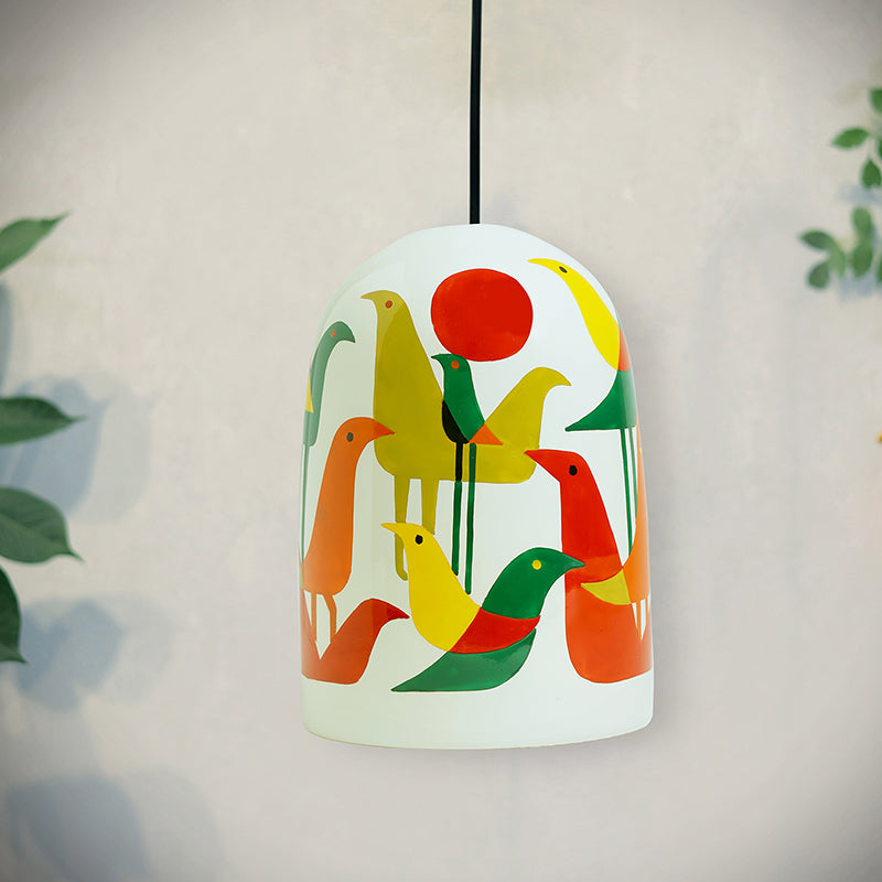 Wild Wings Hand Painted Glass Ceiling Lamp media 3