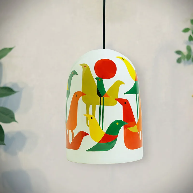 Wild Wings Hand Painted Glass Ceiling Lamp media 3