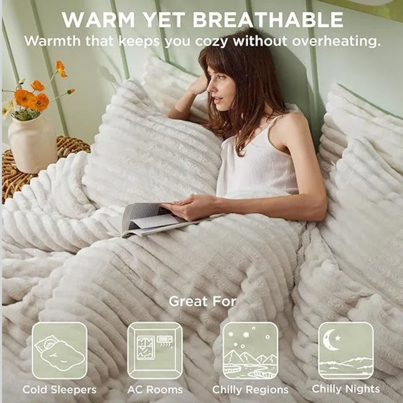 SleepScape Faux Fabric Blanket (Beige)- 300 GSM media 8