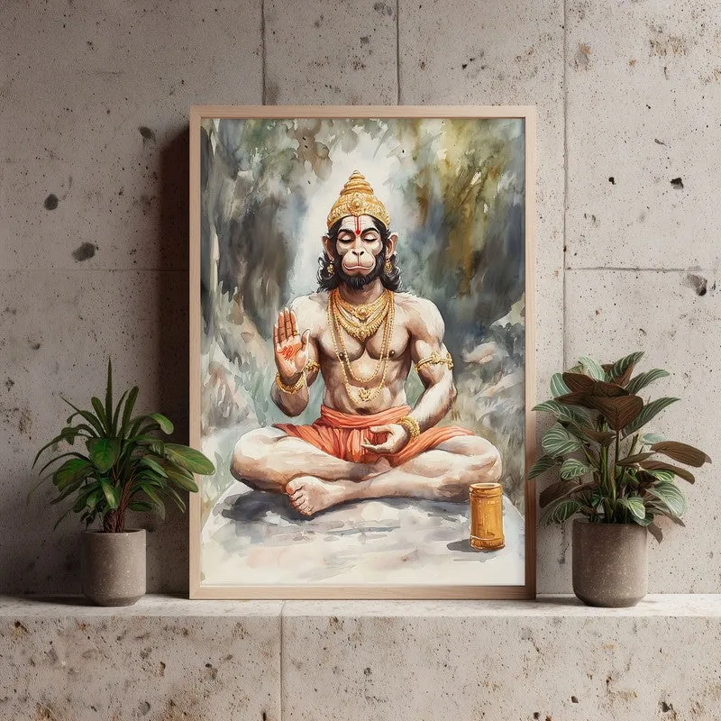 Anjaneya's Tapas Spiritual Archival Paper Wall Painting - Natural Brown Frame media 3
