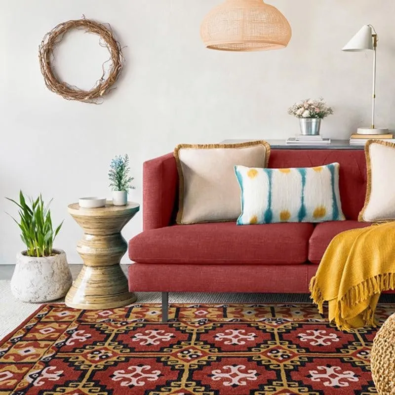 Gamling Hand Tufted Ethnic Wool & Nylon Carpet - Red & Brown media 6
