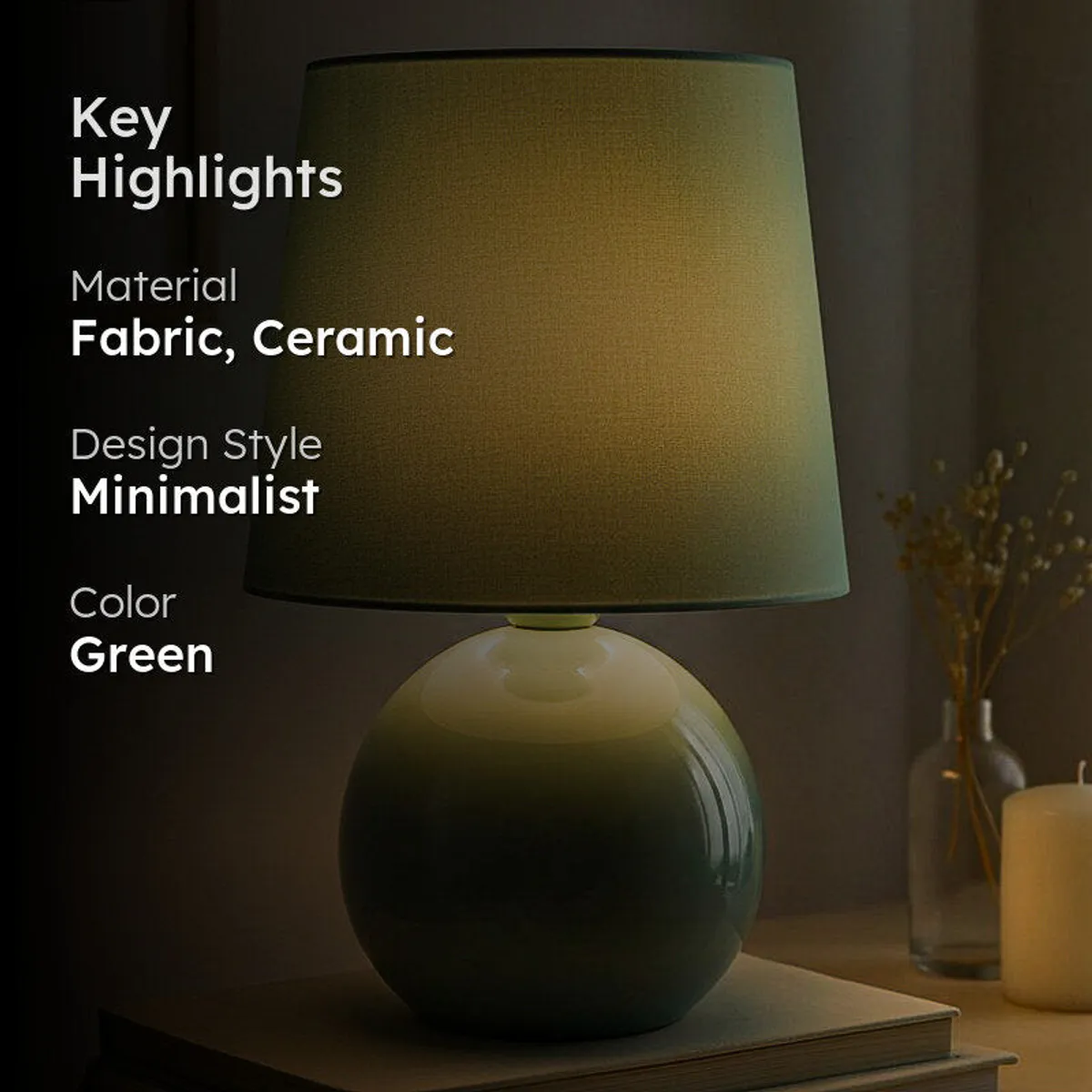 Green minimalist table lamp highlight graphic